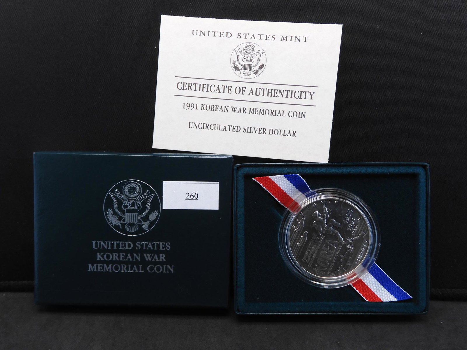 1991 U.S. Korean War Uncirculated Silver Dollar OGP: 1991 U.S. Korean War Uncirculated Silver Dollar OGP