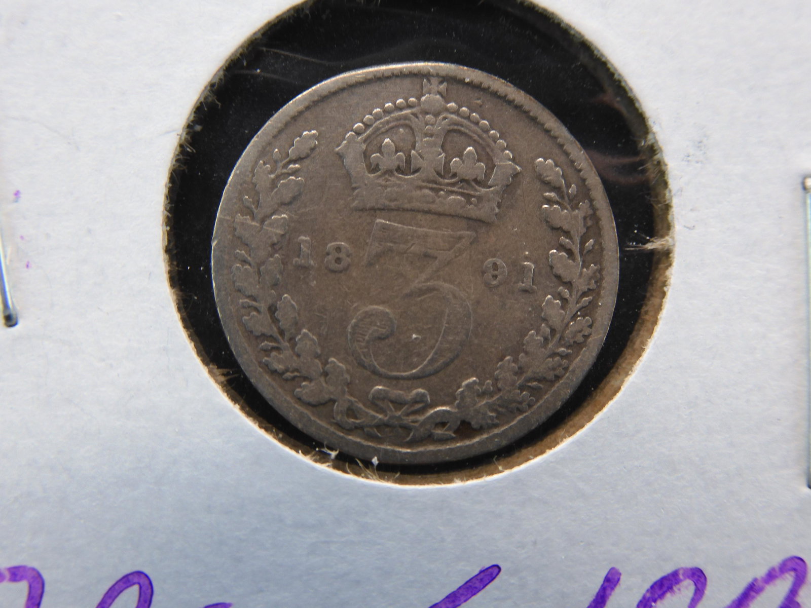 1891 - Great Britt: 3 Pence 92.5% Silver: 1891 - Great Britt: 3 Pence 92.5% Silver