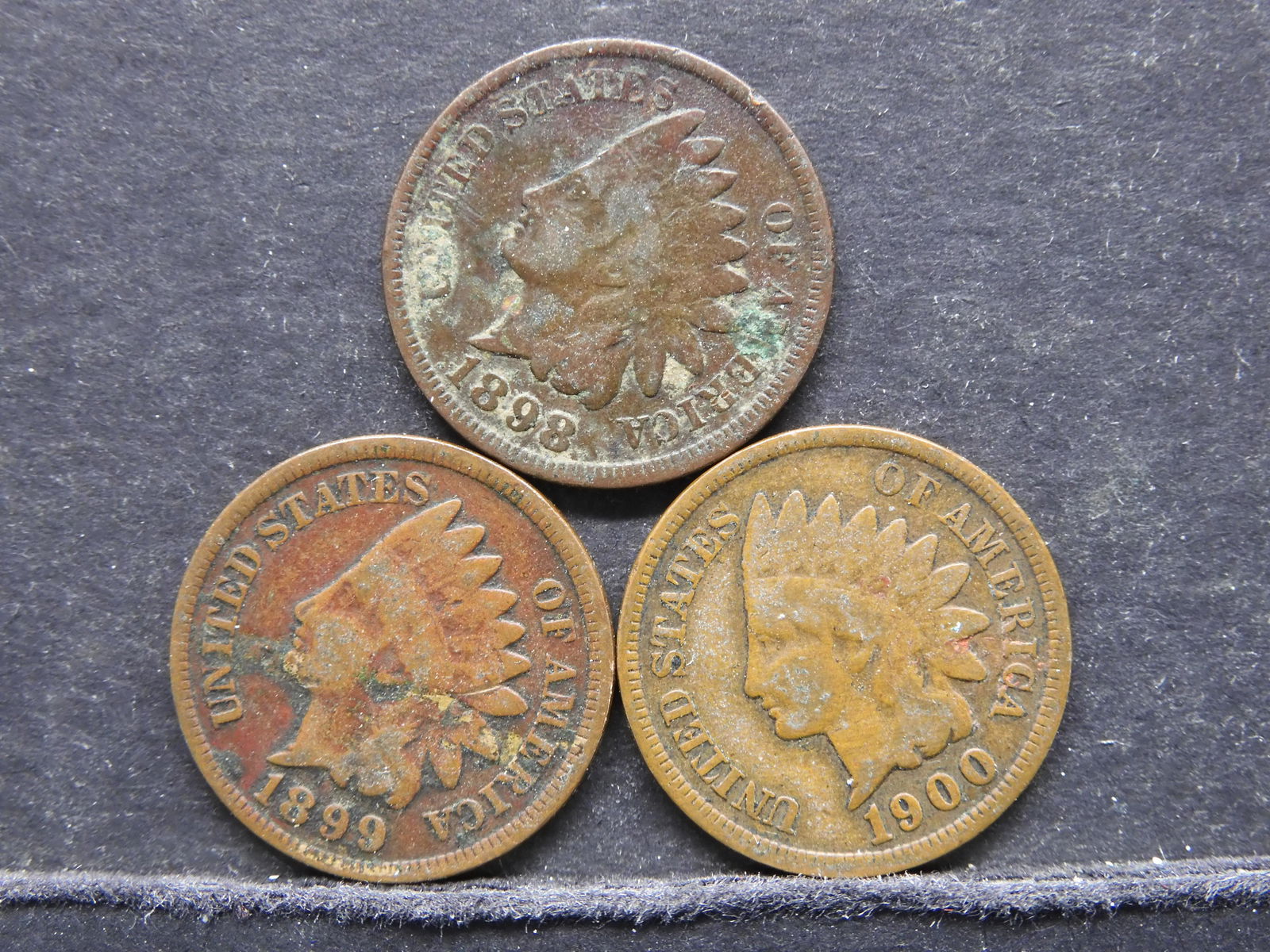 Three Indian Head Cents 1898, 1899,1900 (1 of 2)