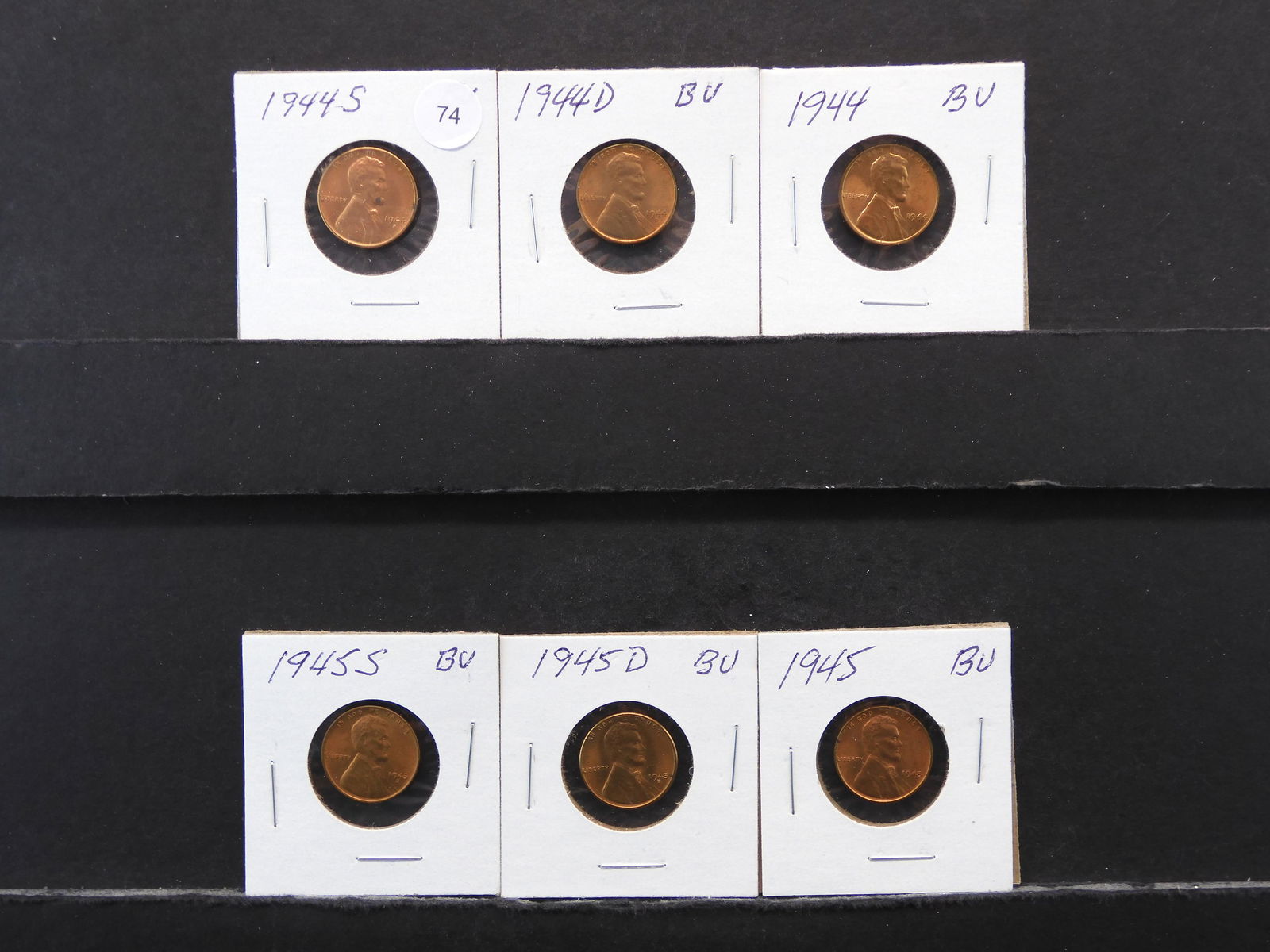 6-  Lincoln Wheat Cents Some Red BU all Carded Nice (1 of 5)