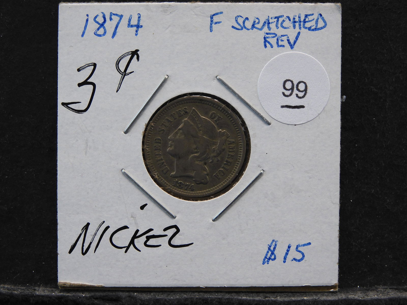 1874 Copper Nickel Three Cent Piece (1 of 3)