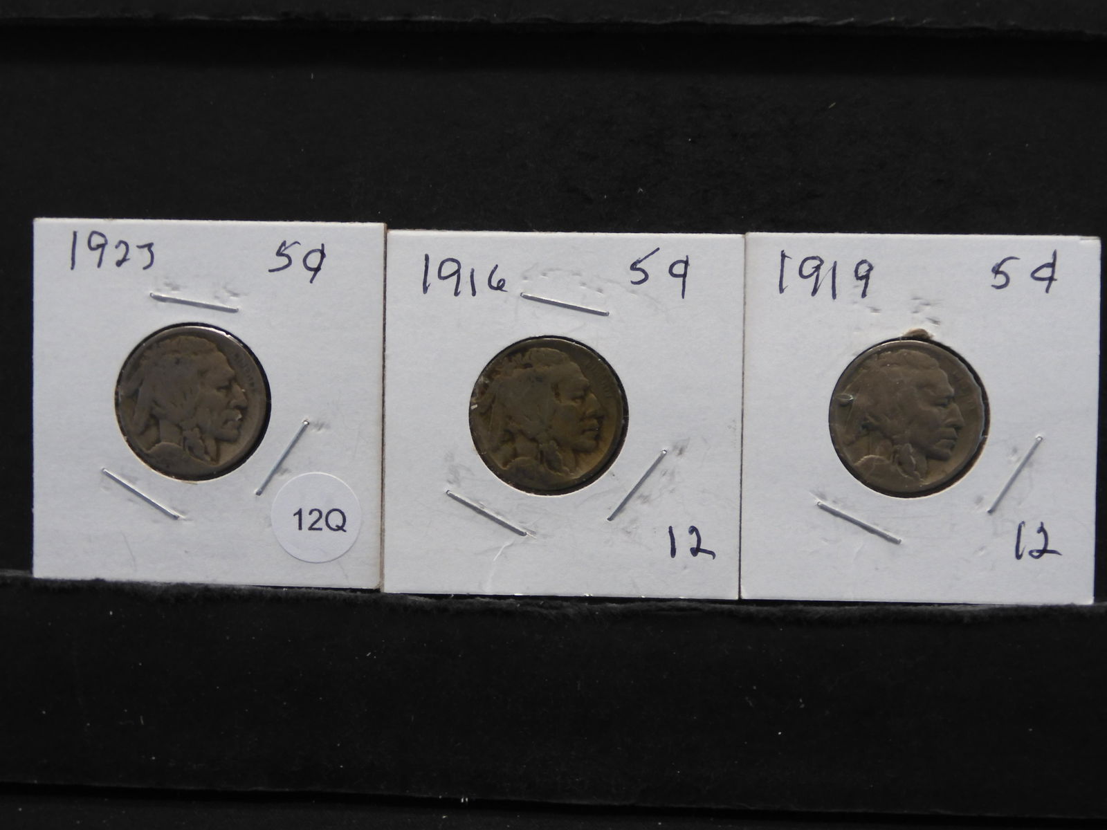 Three Buffalo Nickels 1923, 1916, 1919 (1 of 7)