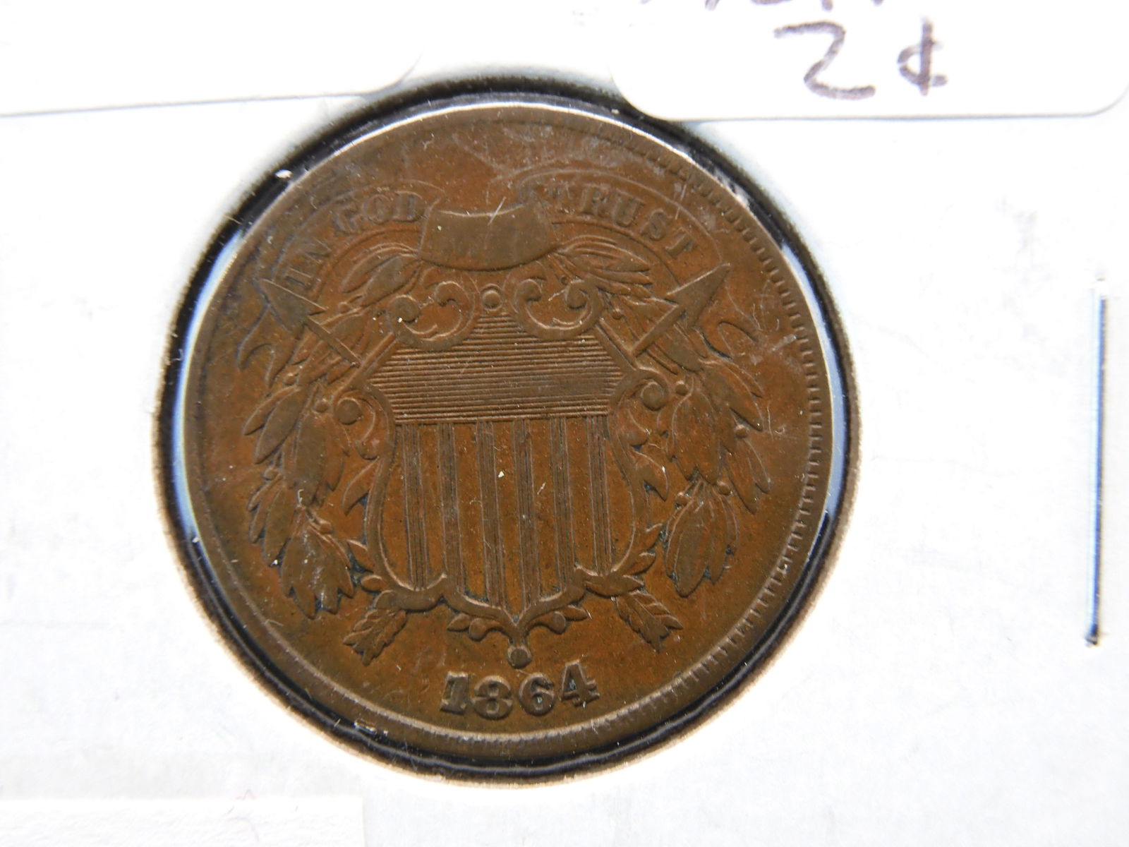 1864 Lg. Motto 2 Cent U. S. Coin in Nice higher grade (1 of 3)