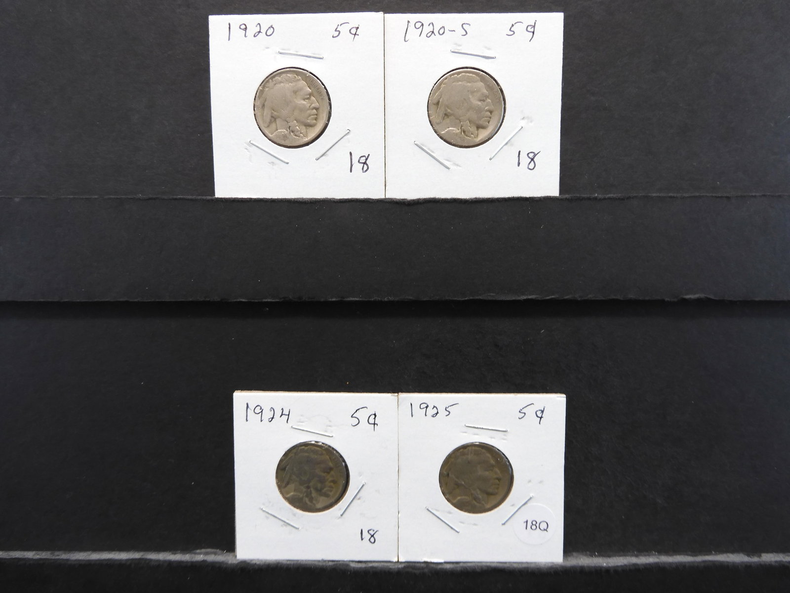 Four Buffalo Nickels 1920 P&S, 1924, 1925 (1 of 9)