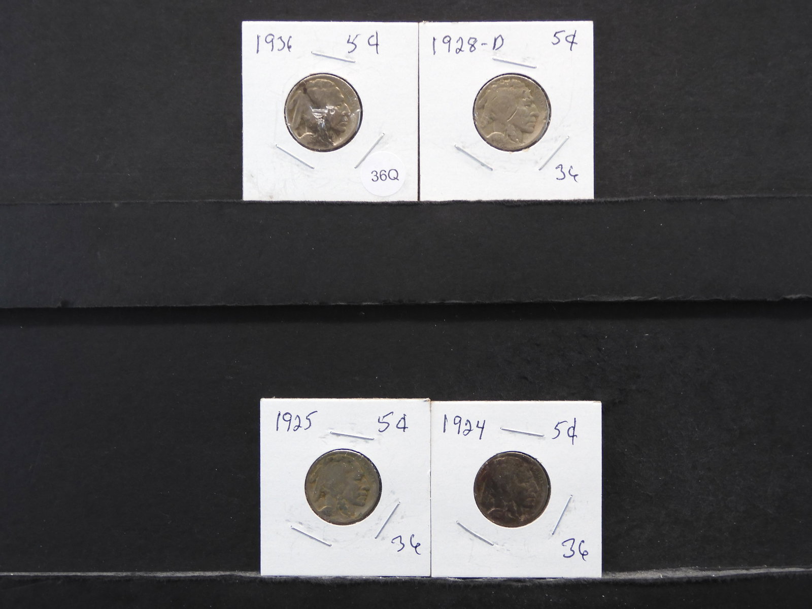 1924, 1925, 1928-D, 1936 Buffalo Nickels: 1924, 1925, 1928-D, 1936 Buffalo Nickels