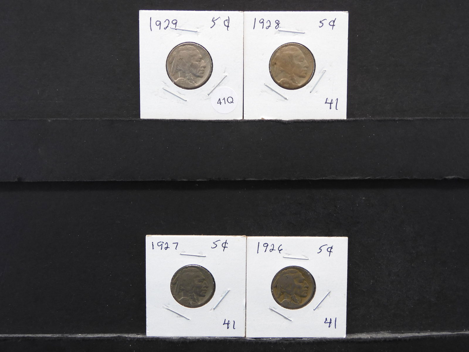 Four Buffalo Nickels 1926, 27, 28, 29 (1 of 9)