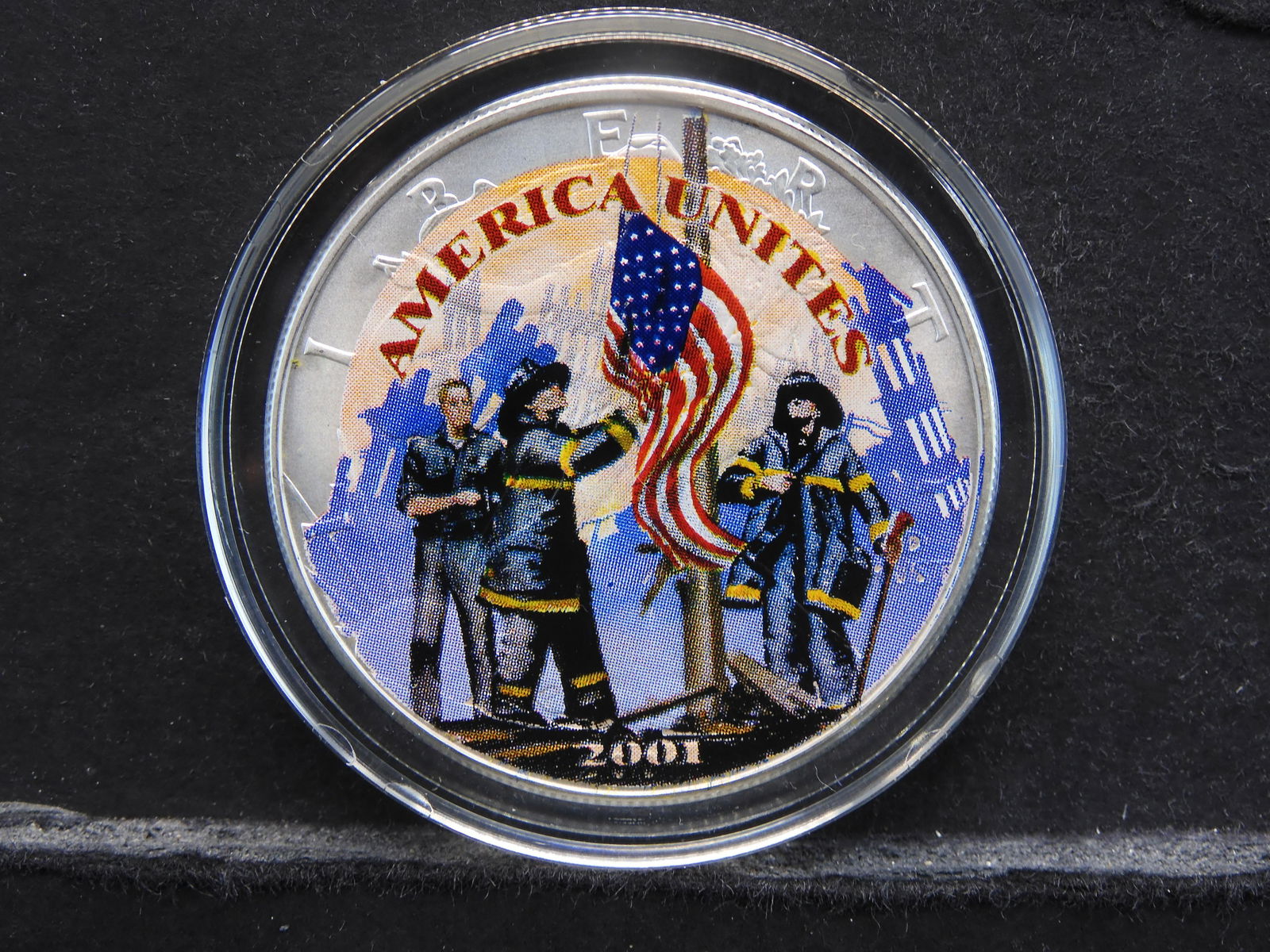 2001 Painted Silver American Eagle 9/11 Tribute Coin (1 of 2)