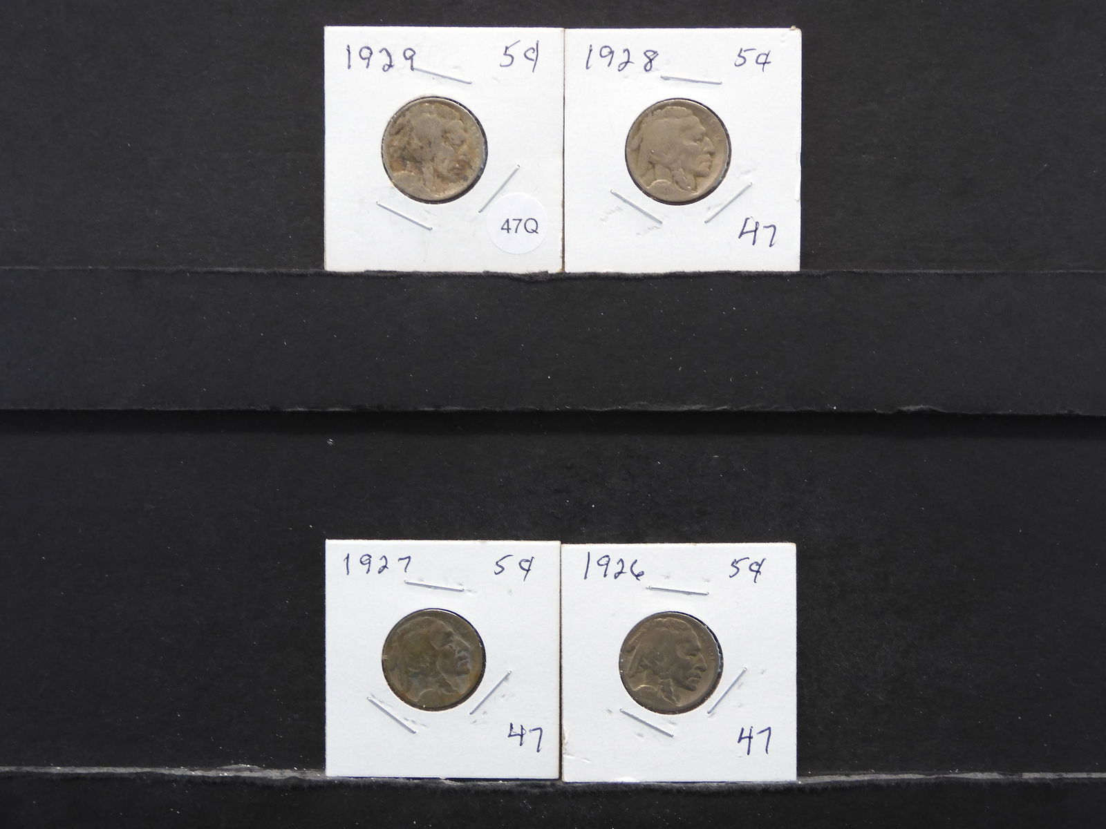 Four Buffalo Nickels 1926,27,28,29 (1 of 9)