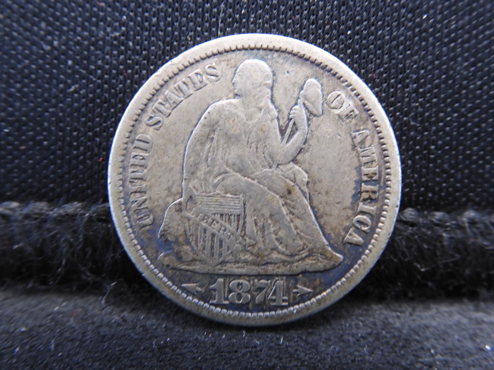 1874 w/ Arrows Seated Liberty Silver Dime - Rare Date! (1 of 2)