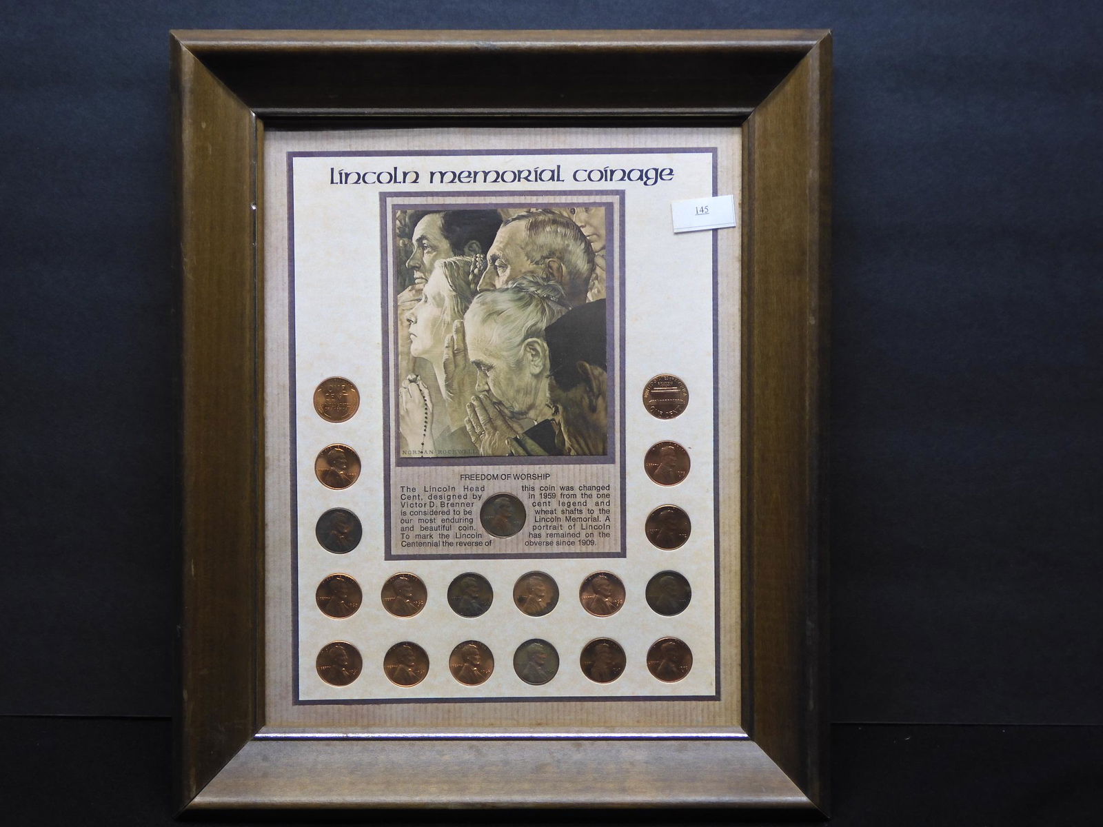 Lincoln Memorial Coinage in a Frame w/ History (1 of 7)