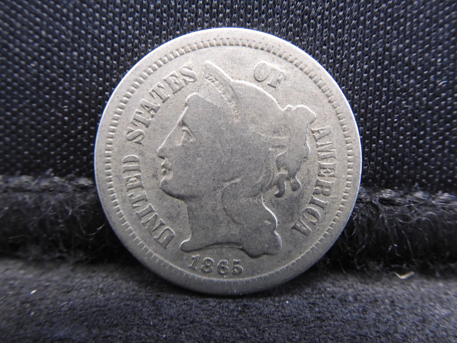 1865 Three  Cent Nickel - Civil War Date! (1 of 2)