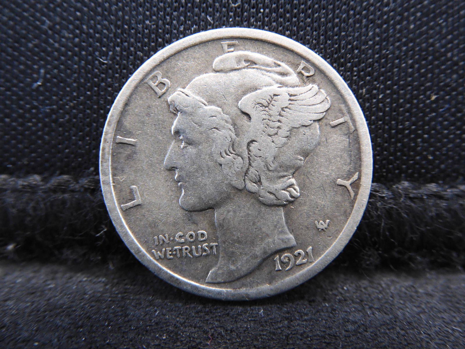 1921 Mercury Silver Dime - Key Date!  VF/XF (1 of 2)