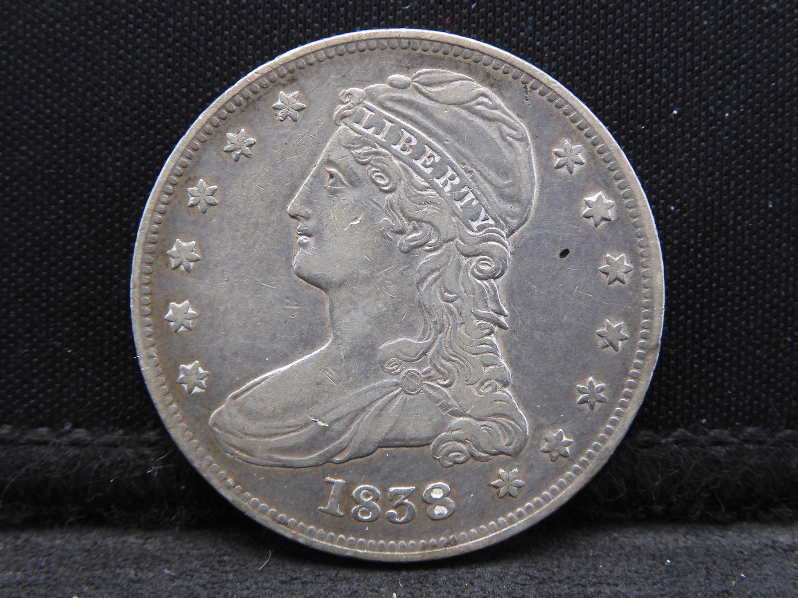 1838 Reeded Edge Capped Bust Silver Half Dollar - (1 of 2)