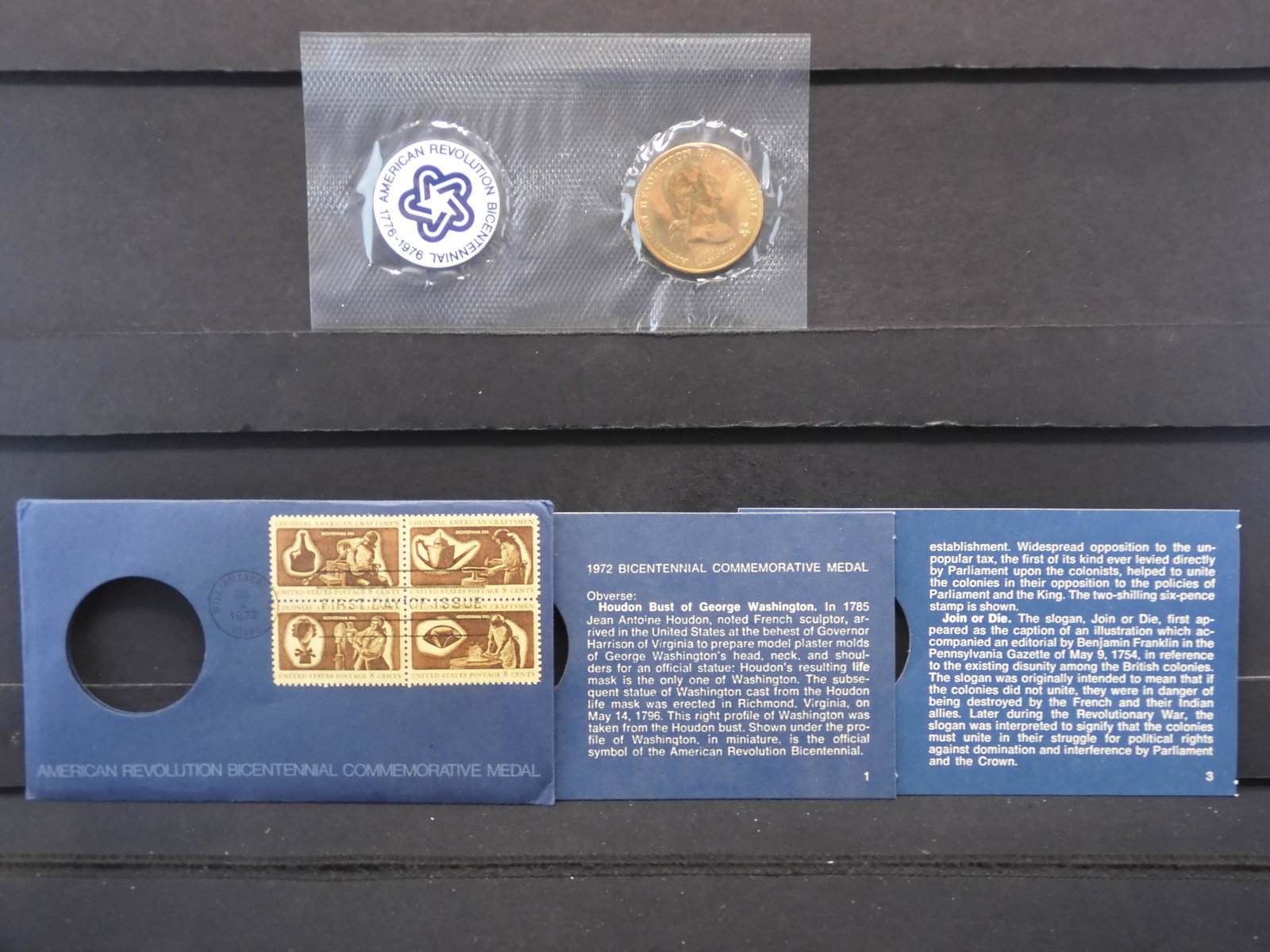 American Revolution Bicentennial Comm. Medal & Stamps (1 of 5)