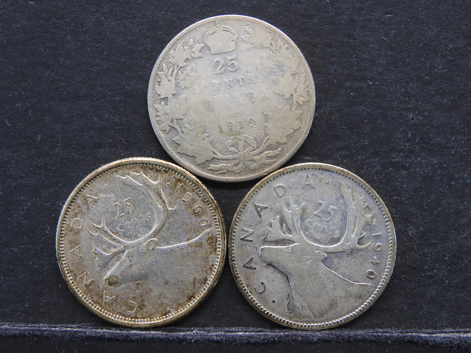3 Silver Canadian Quarters 1919-40-60 (1 of 2)
