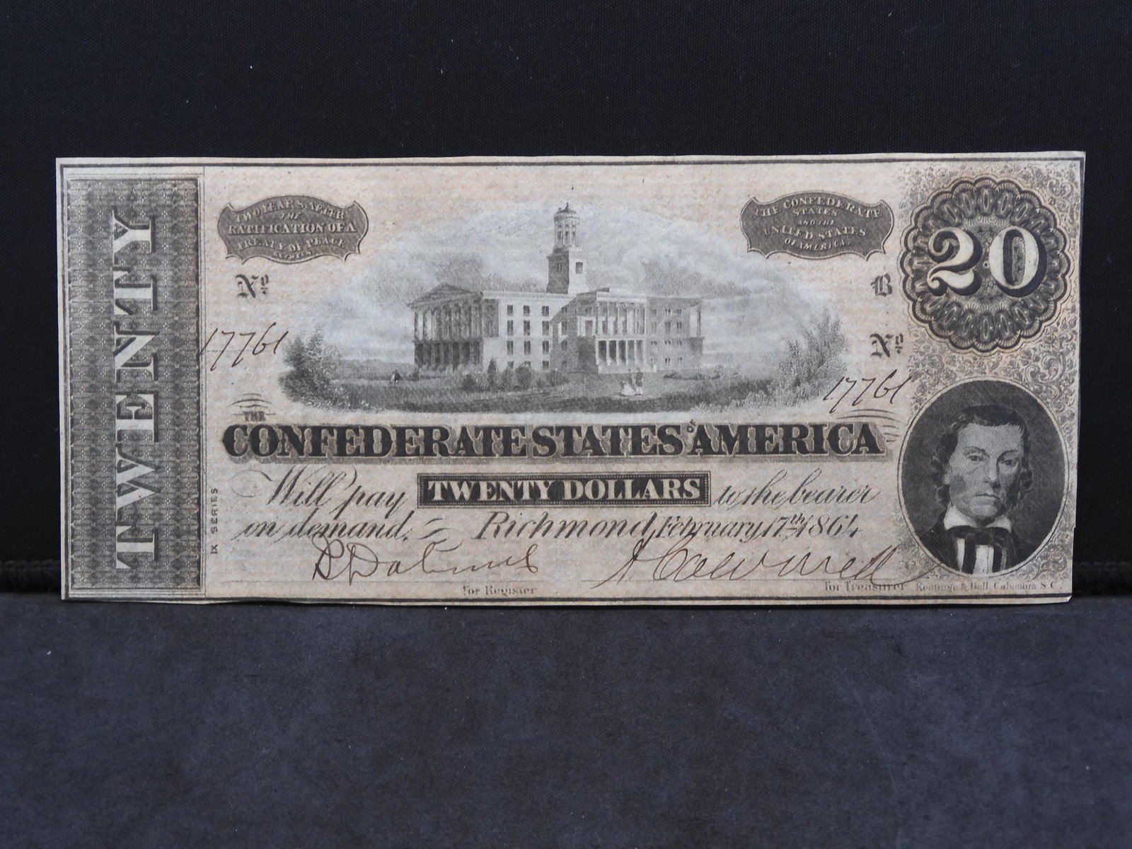 RARE 1864 Confederate States of America $20 Note- NICE (1 of 3)