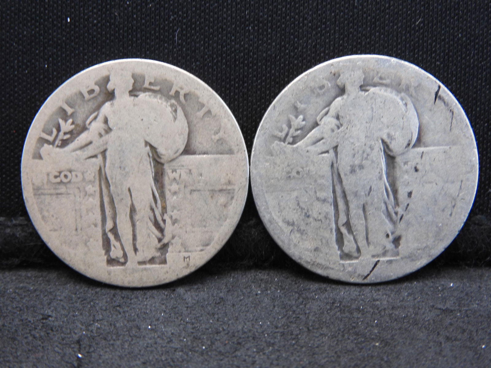 Two No Date Standing Liberty Quarters 90% Silver (1 of 3)