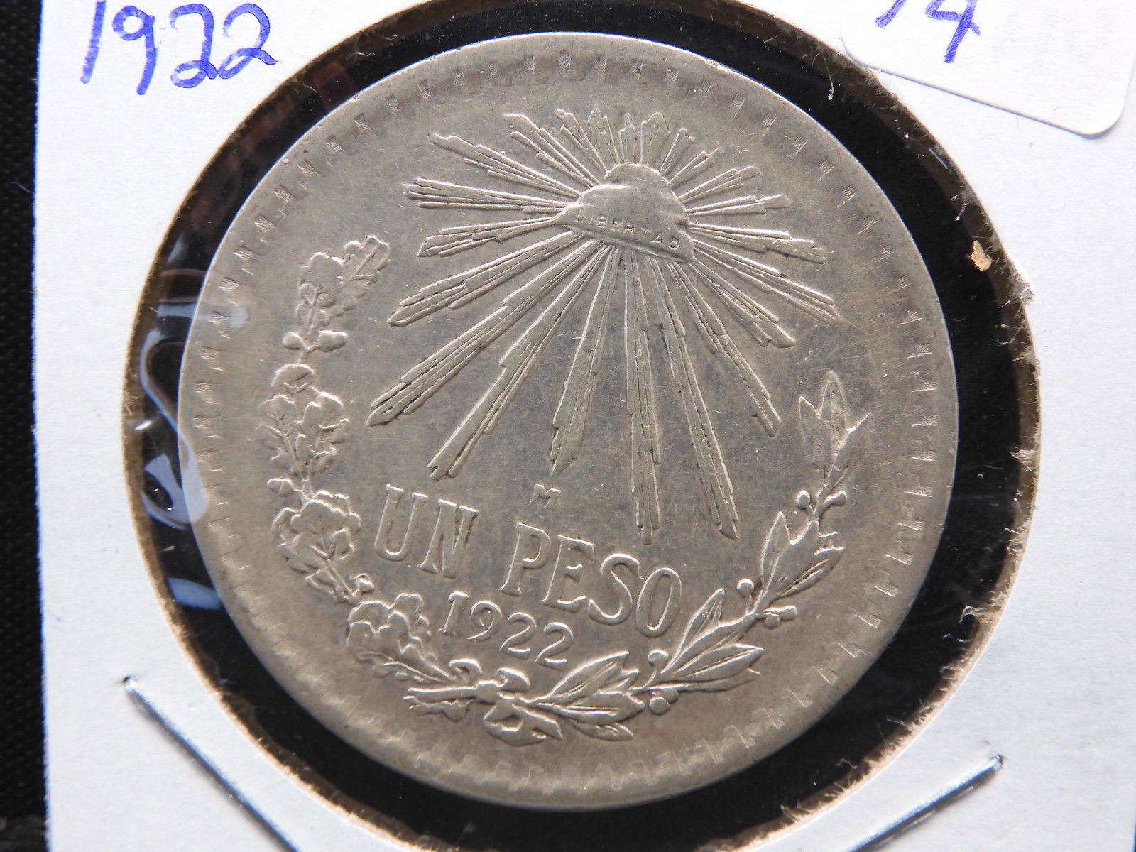 1922 Mexico Silver Peso. Almost Uncirculated. (1 of 3)