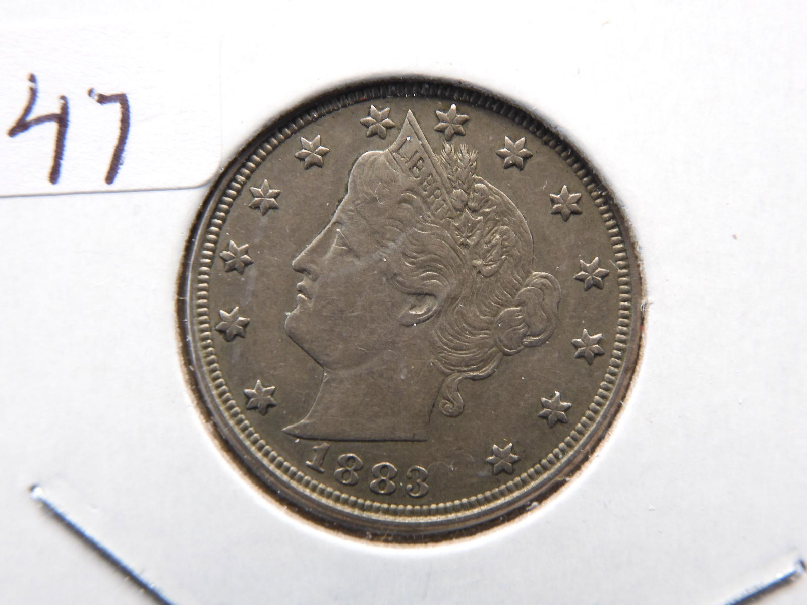 1883  V Nickel.  No cents.  XF. (1 of 3)