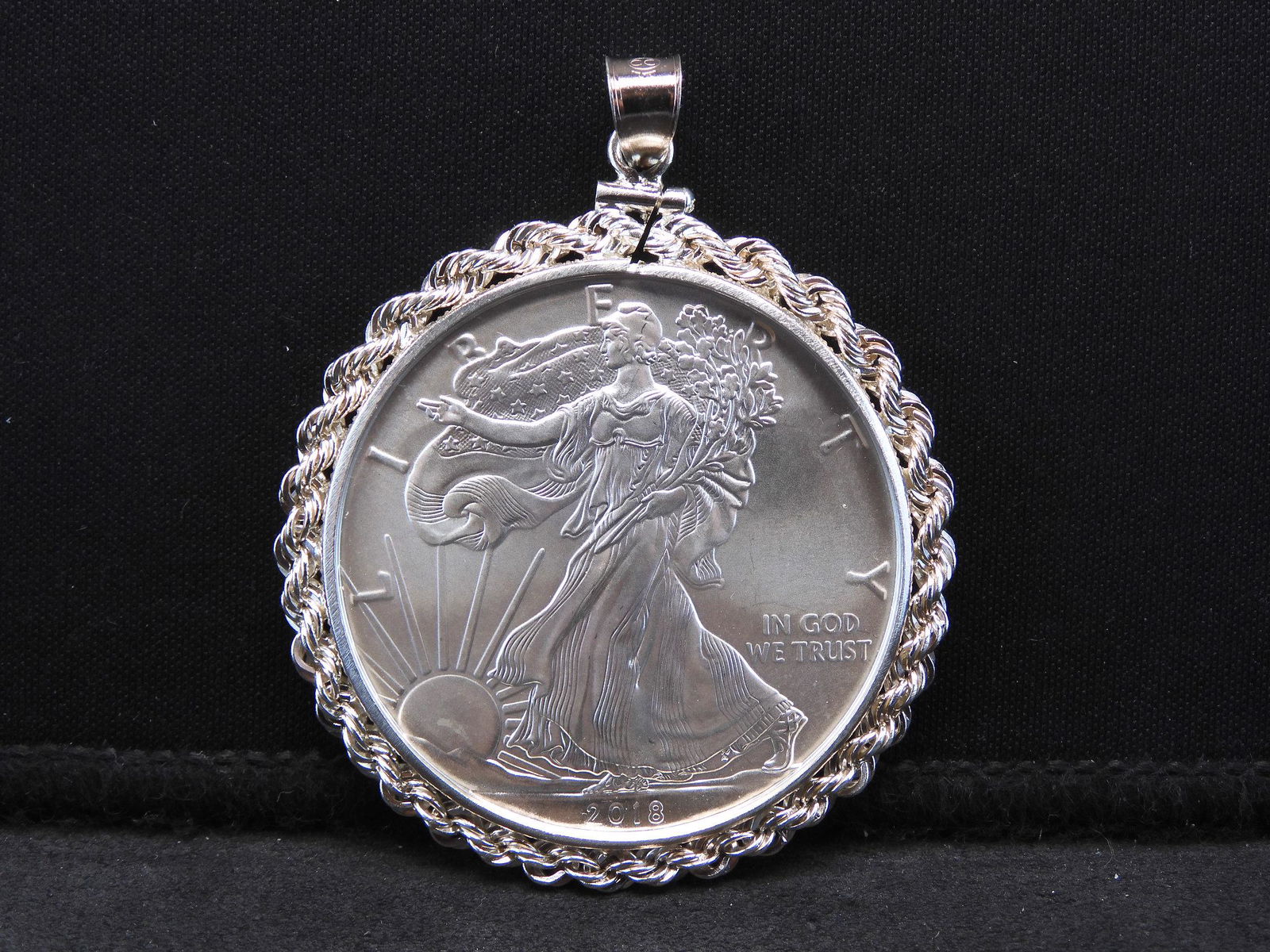 2018 American Silver Eagle in Sterling SILVER Bezel (1 of 2)