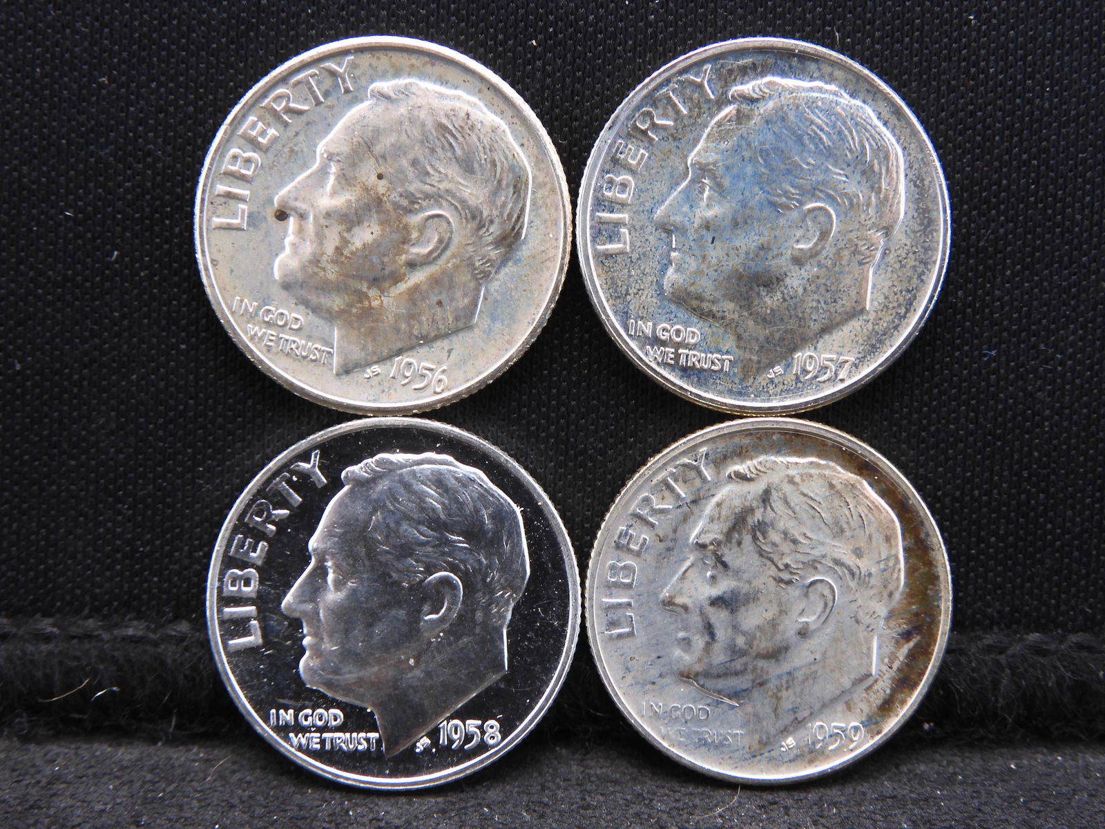 Four-Coin PROOF Roosevelt Dime Group 1956-1959 (1 of 2)