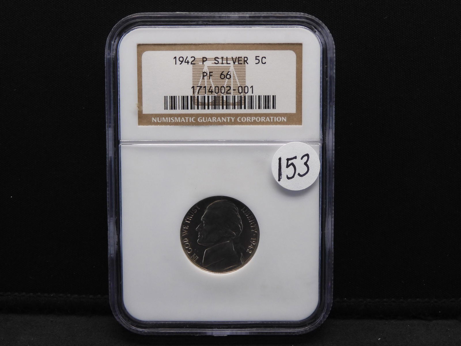 1942-P T-2 PROOF SILVER War-Time Nickel.  NGC PF66 (1 of 4)