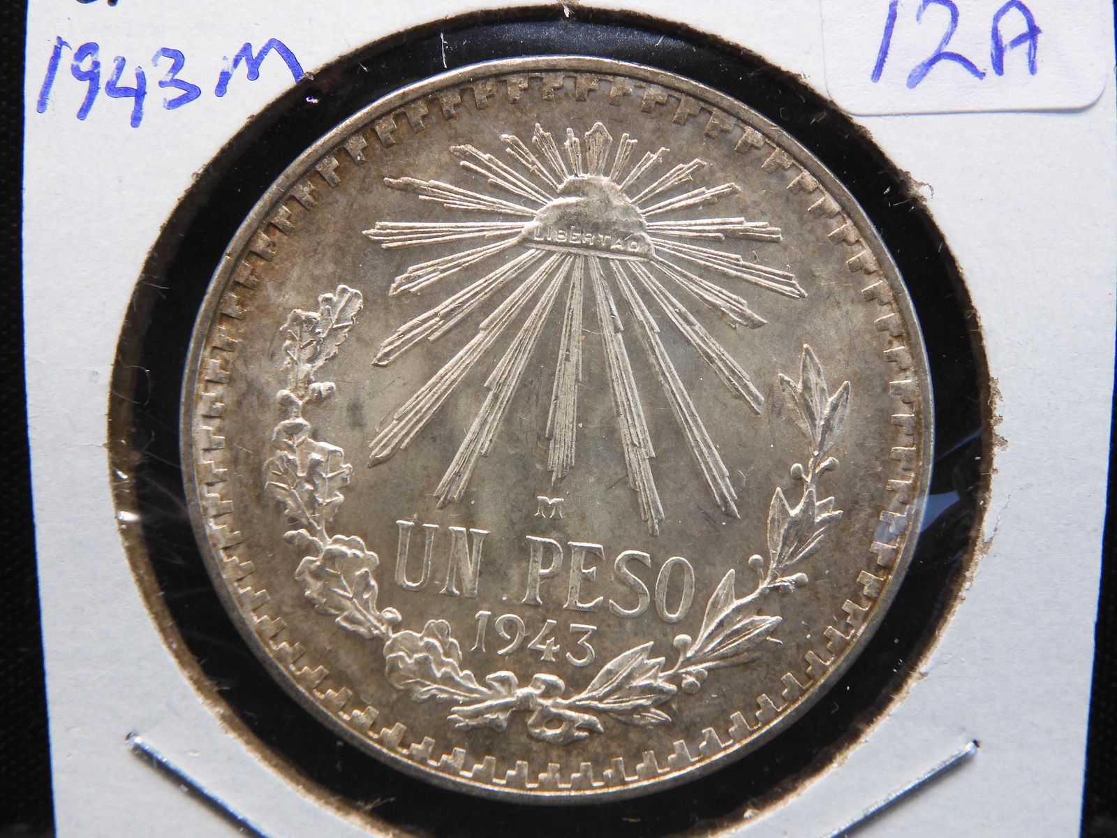 1943 M Mexico Silver Peso.  Very nice luster and few (1 of 3)