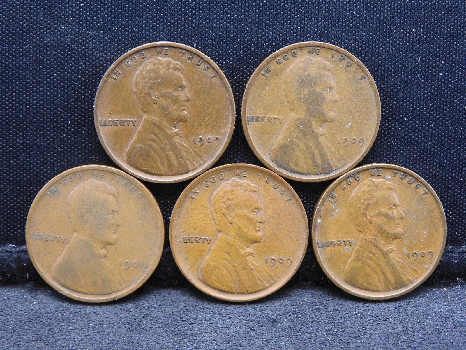 (5) nice 1909 VDB Cents: (3) high detail, (1) medium (1 of 2)