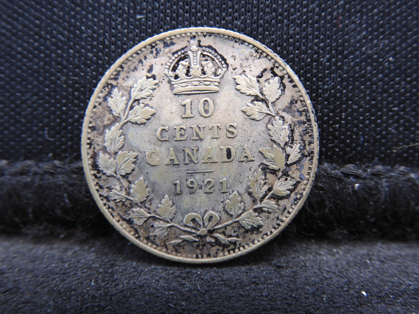 1921 Canadian Silver Dime. King George V Portrait.: 1921 Canadian Silver Dime. King George V Portrait.