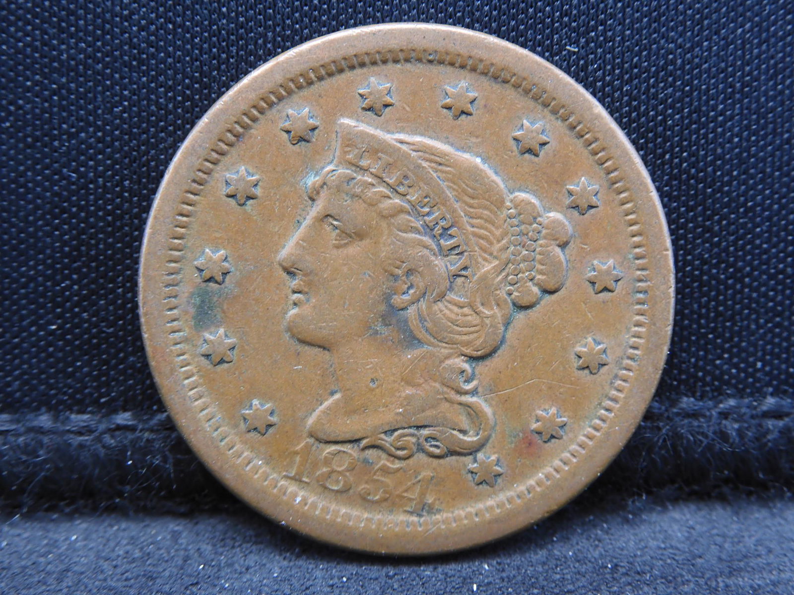 1854 Large Cent.  All details visible with light wear. (1 of 2)