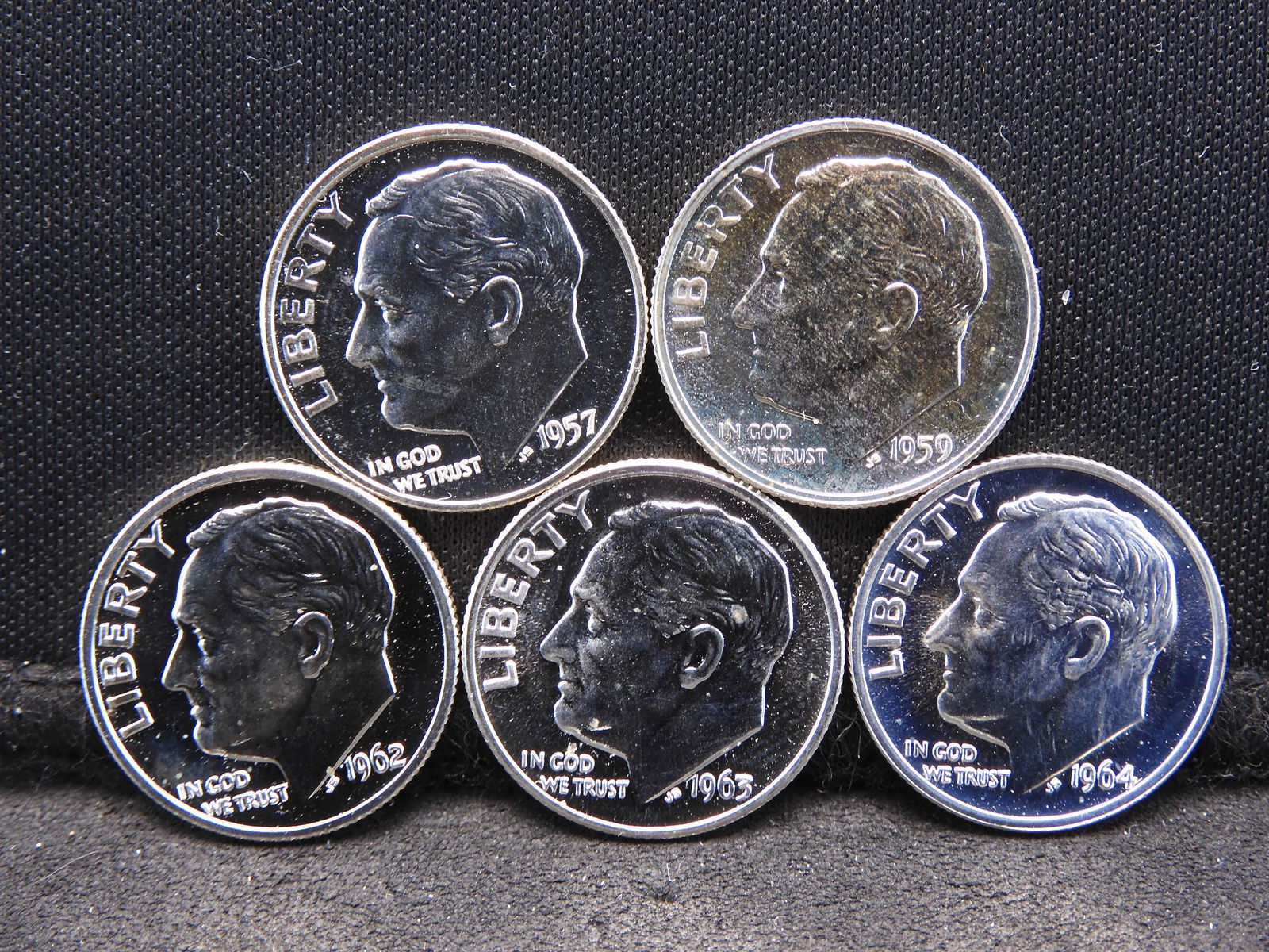 1957 1959 1962 1963 1964 Proof Roosevelt Dimes. (1 of 2)