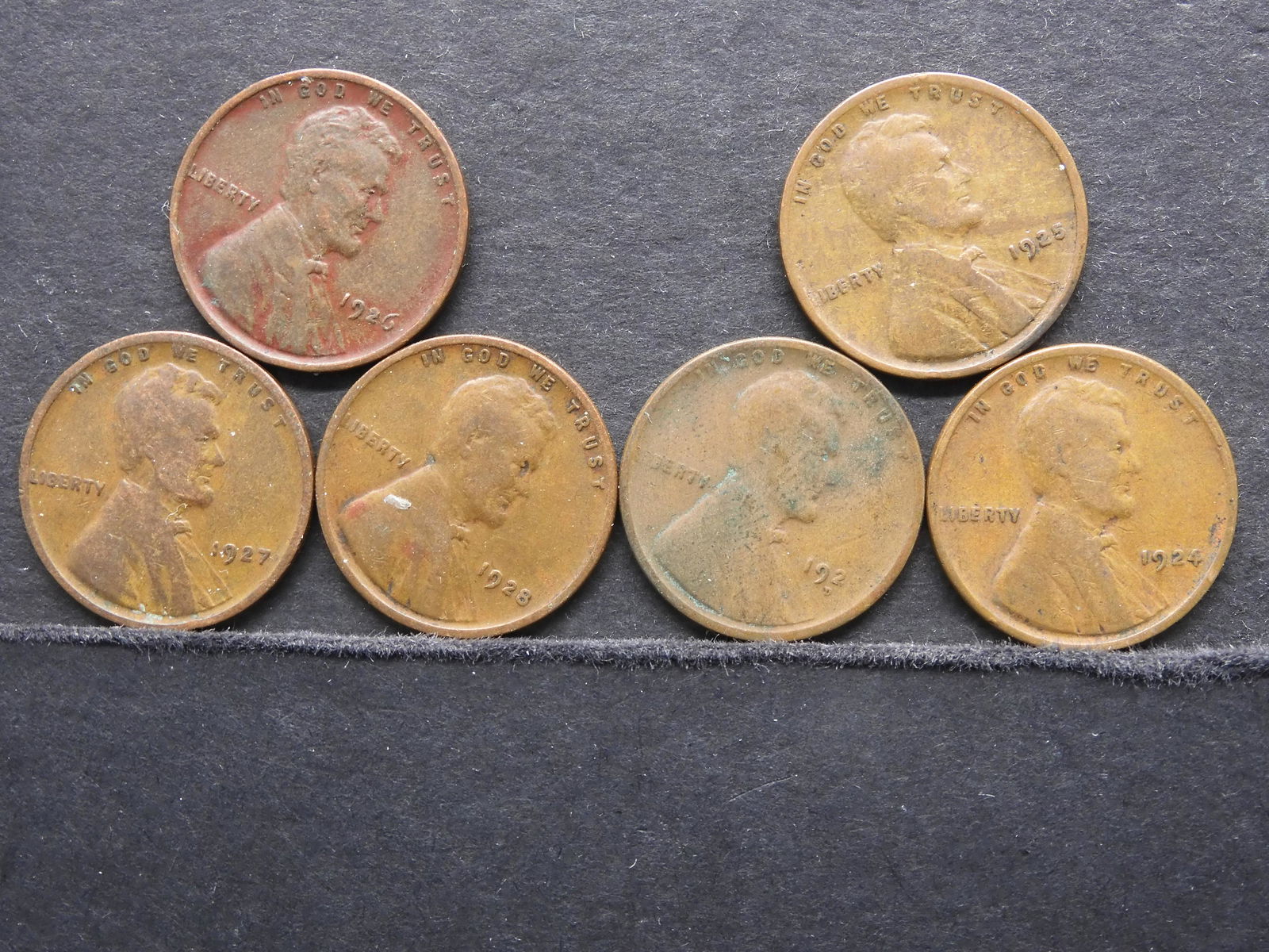 1924, 1925 P&D, 1926,27, 28 Lincoln Wheat Cents. (1 of 2)