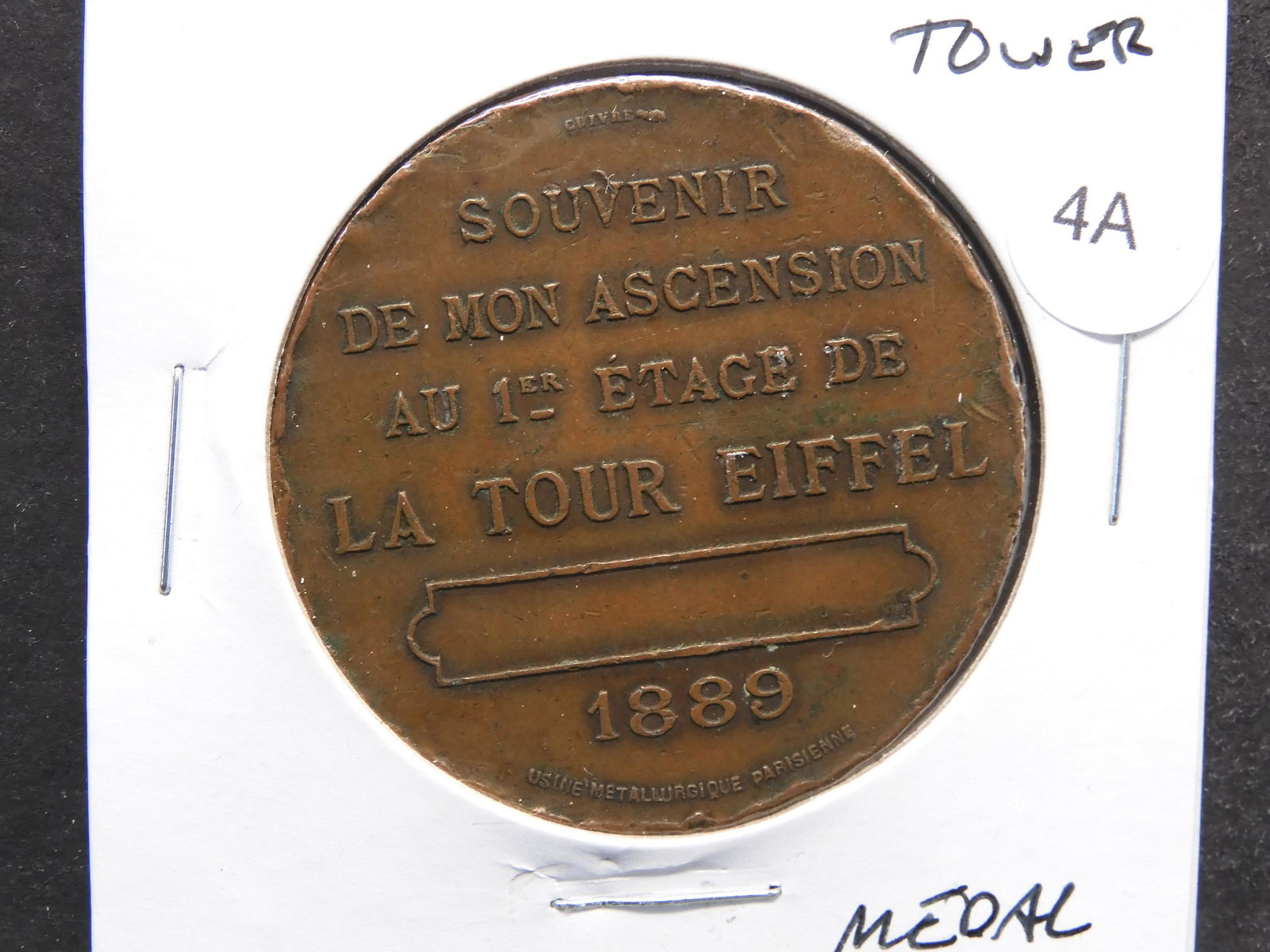1889 Eiffel Tower Medal. (1 of 3)