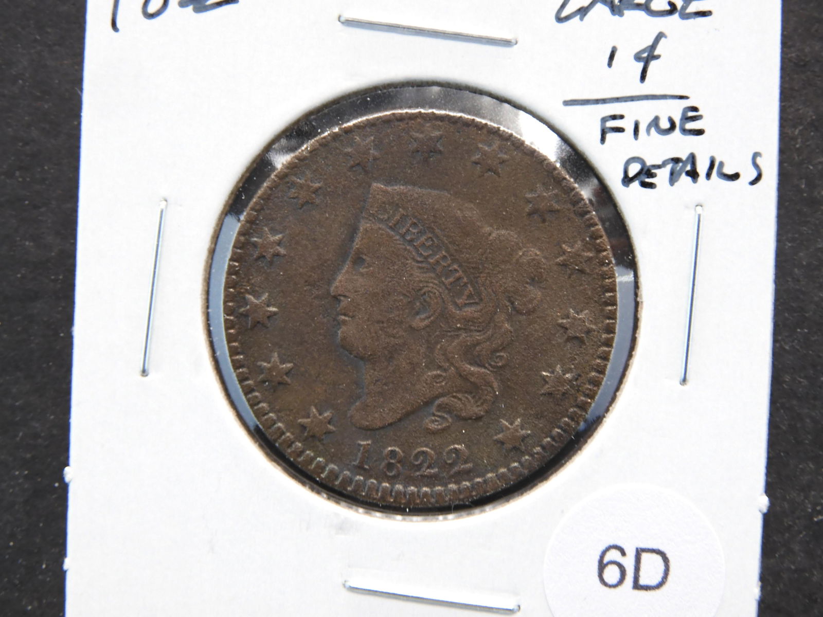1822 Large 1c.  Fine Details. (1 of 3)
