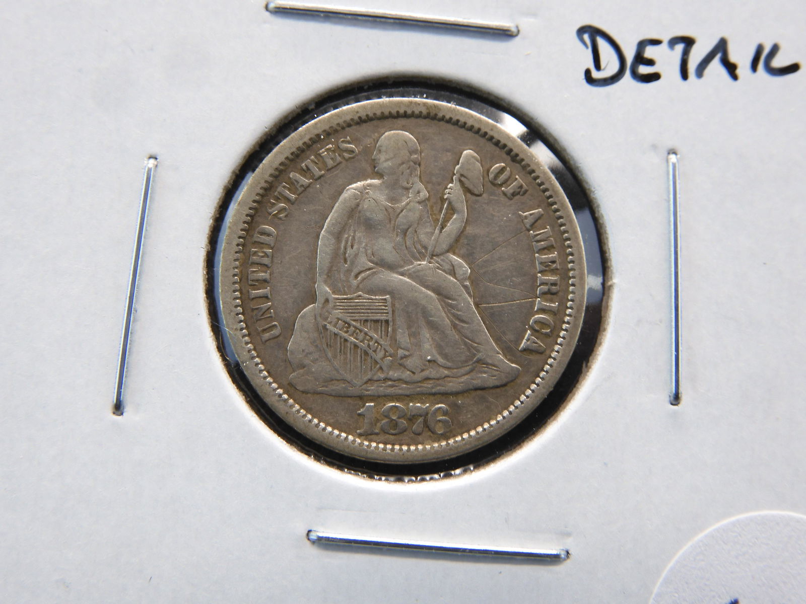 1876-S Seated 10c.  XF Details. (1 of 2)