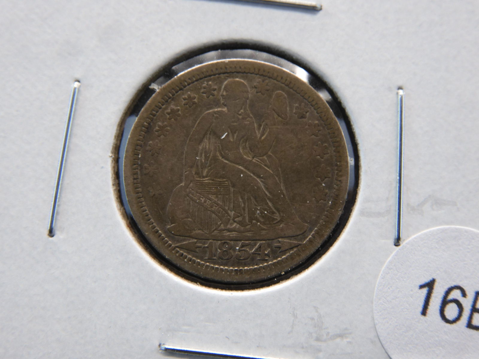 1854 Seated 10c.  VF+. (1 of 3)