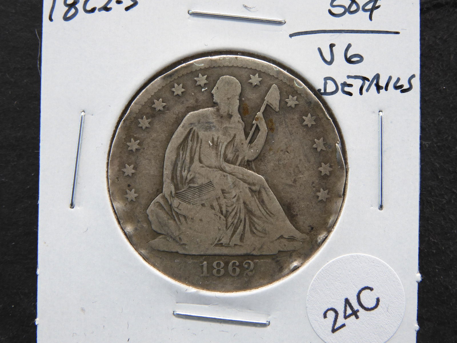 1862-S Seated 50c.  VG Details. (1 of 3)