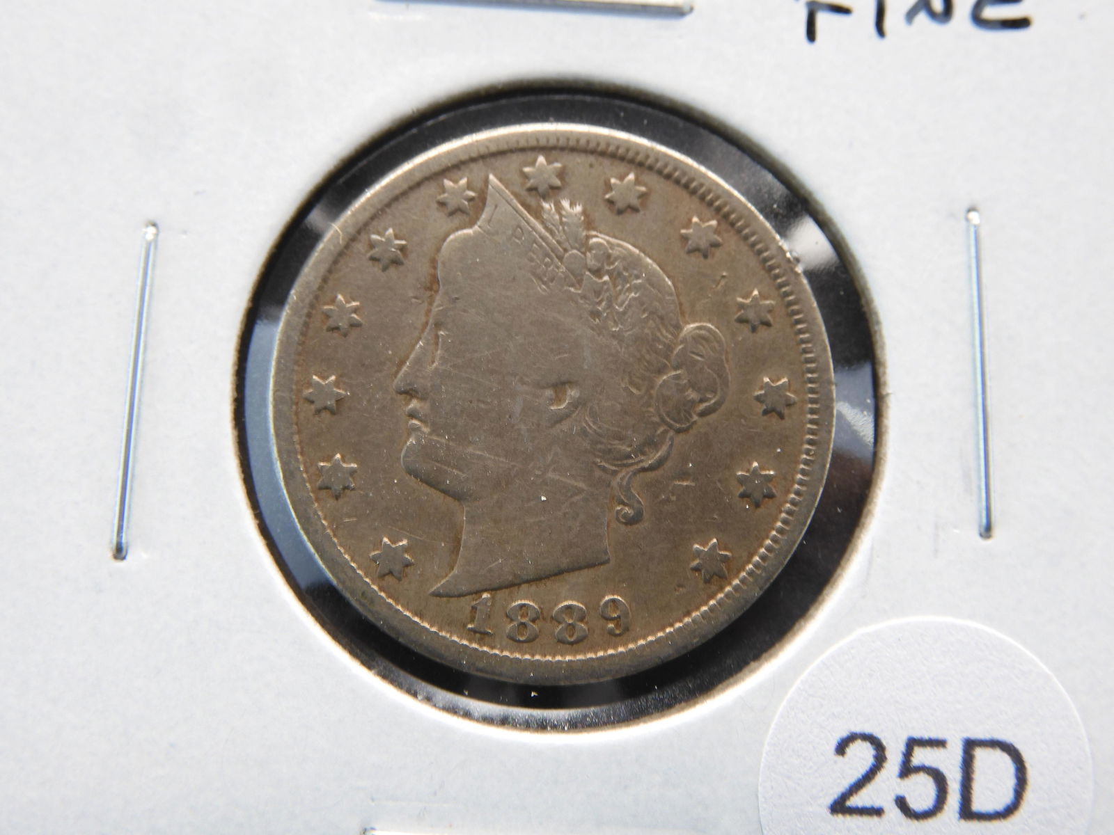 1889 Liberty "V" Nickel.  Fine. (1 of 3)