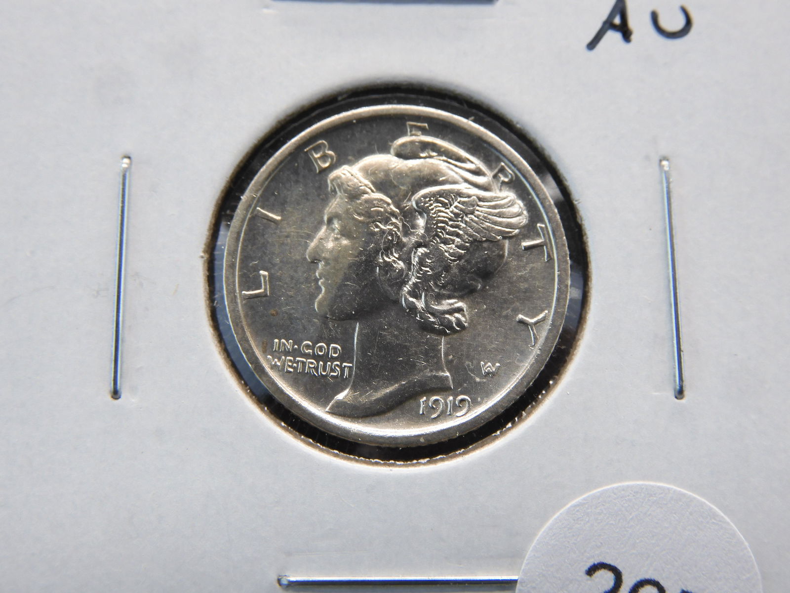 1919 Mercury 10c.  AU. (1 of 3)