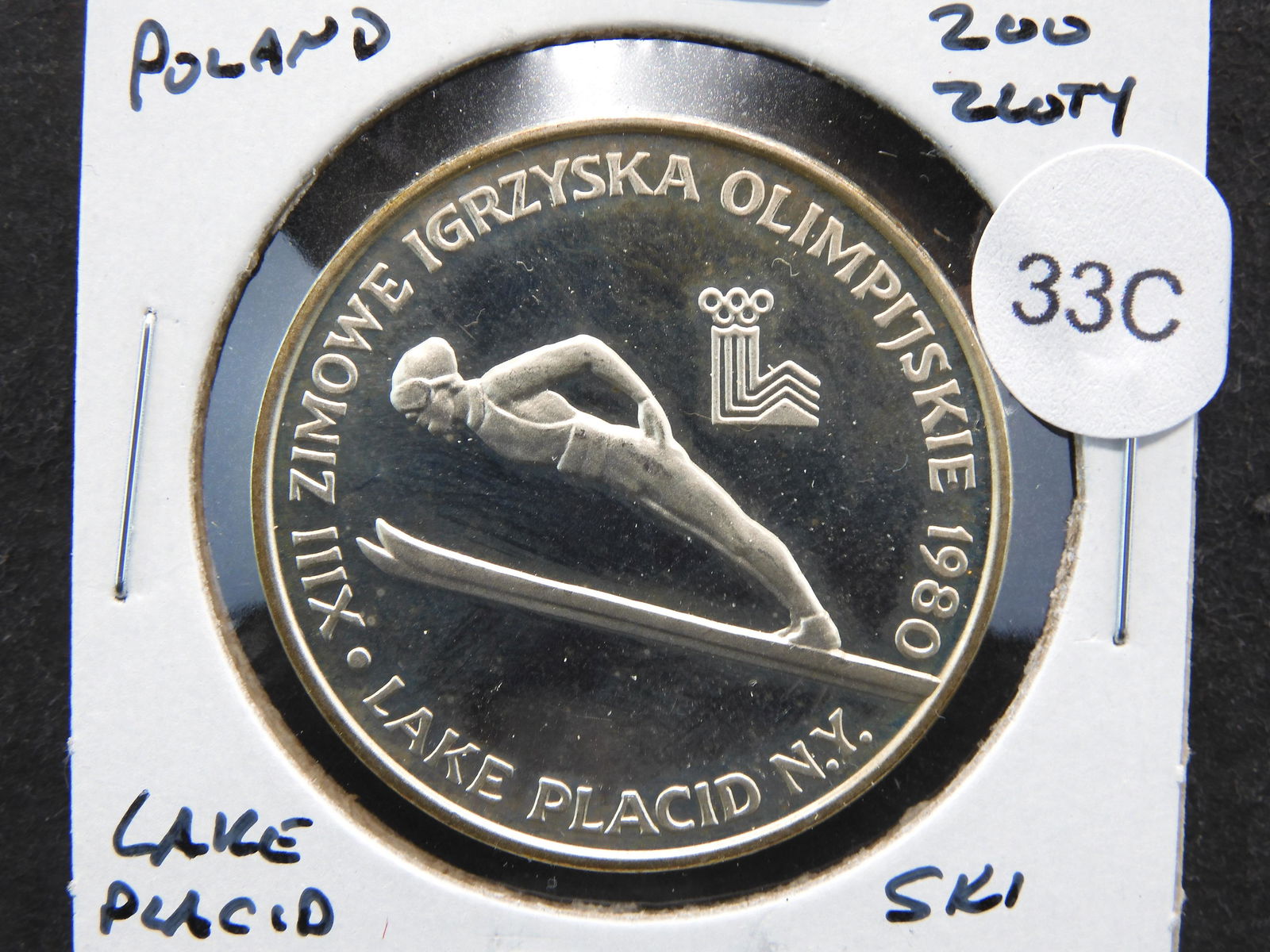 1980 Poland Silver 200 Zloty.  Lake Placid Olympics. (1 of 3)
