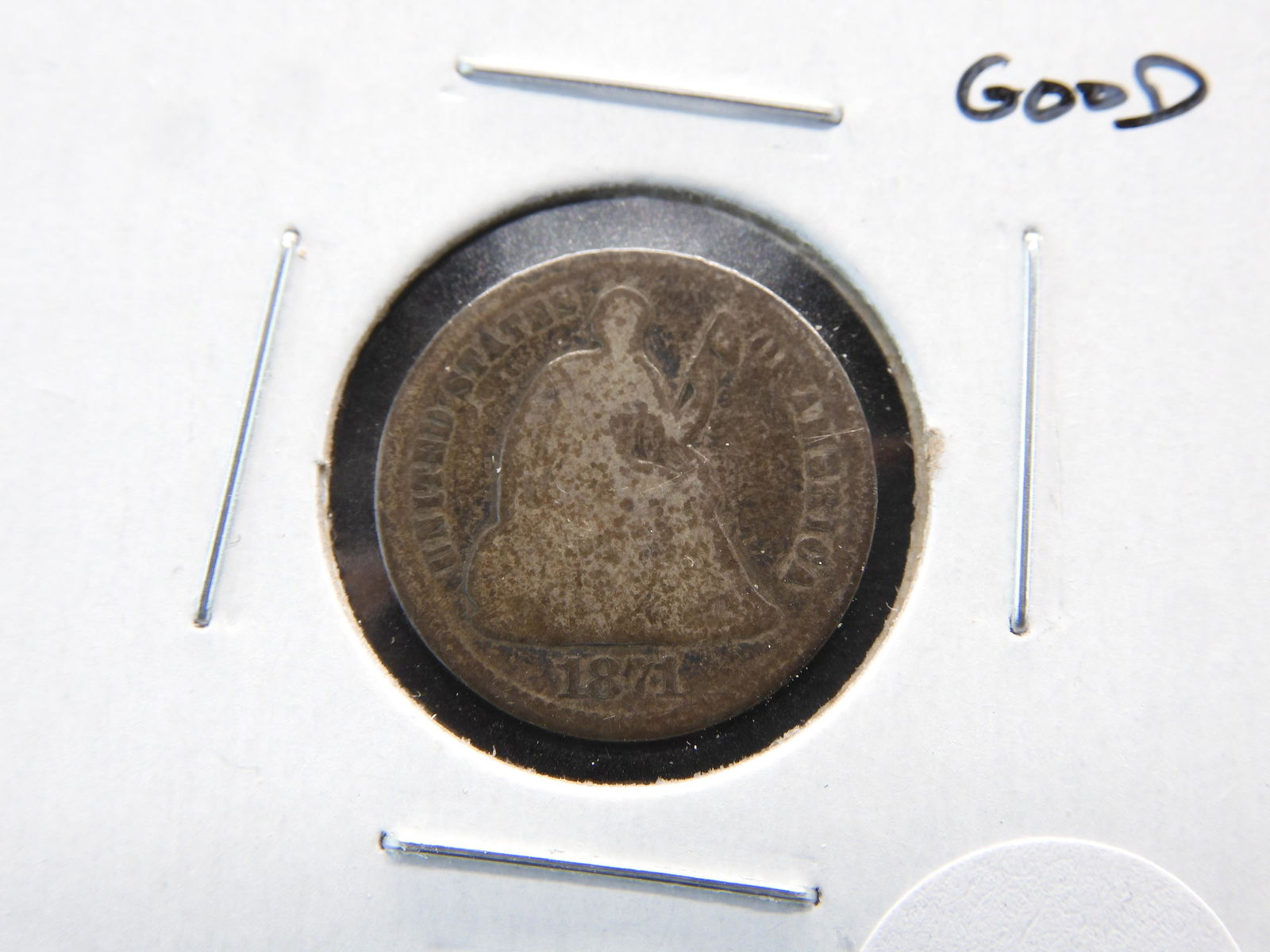 1871 Seated 1/2 Dime.  Good. (1 of 2)