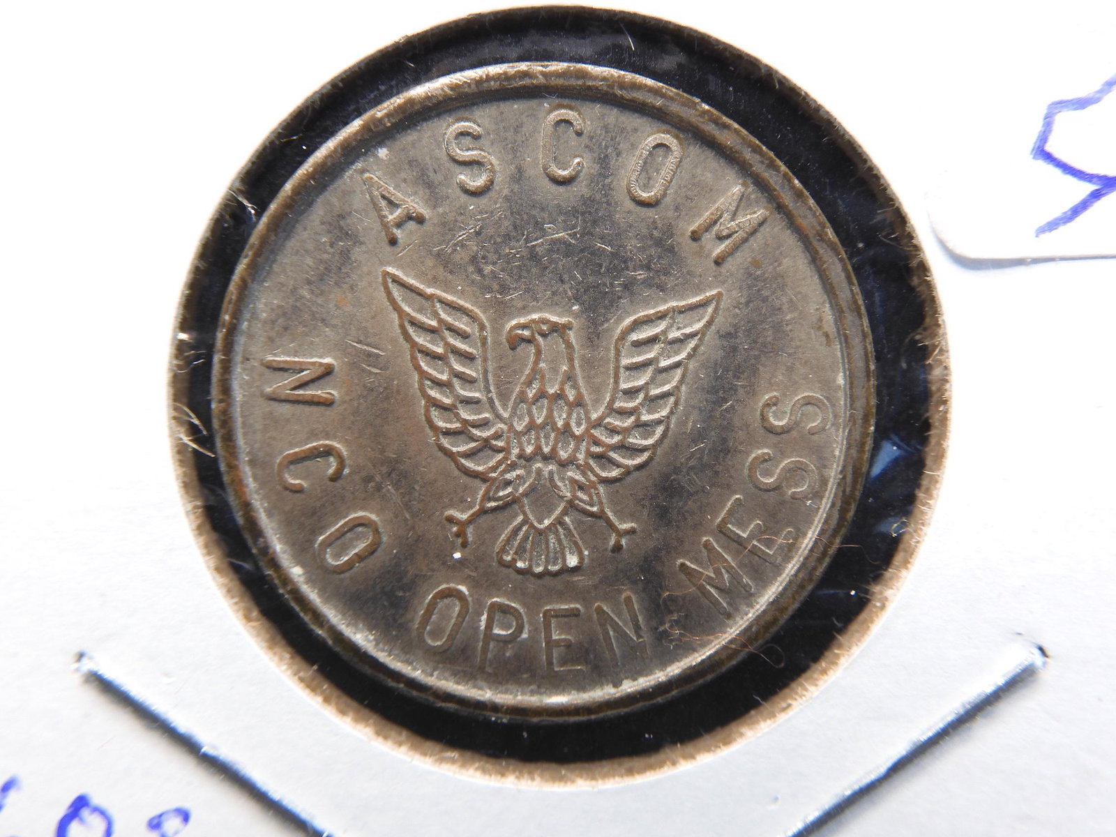 ASCOM NCO Open Mess token from the 1960s. Korea.: ASCOM NCO Open Mess token from the 1960s. Korea. Great Shape.