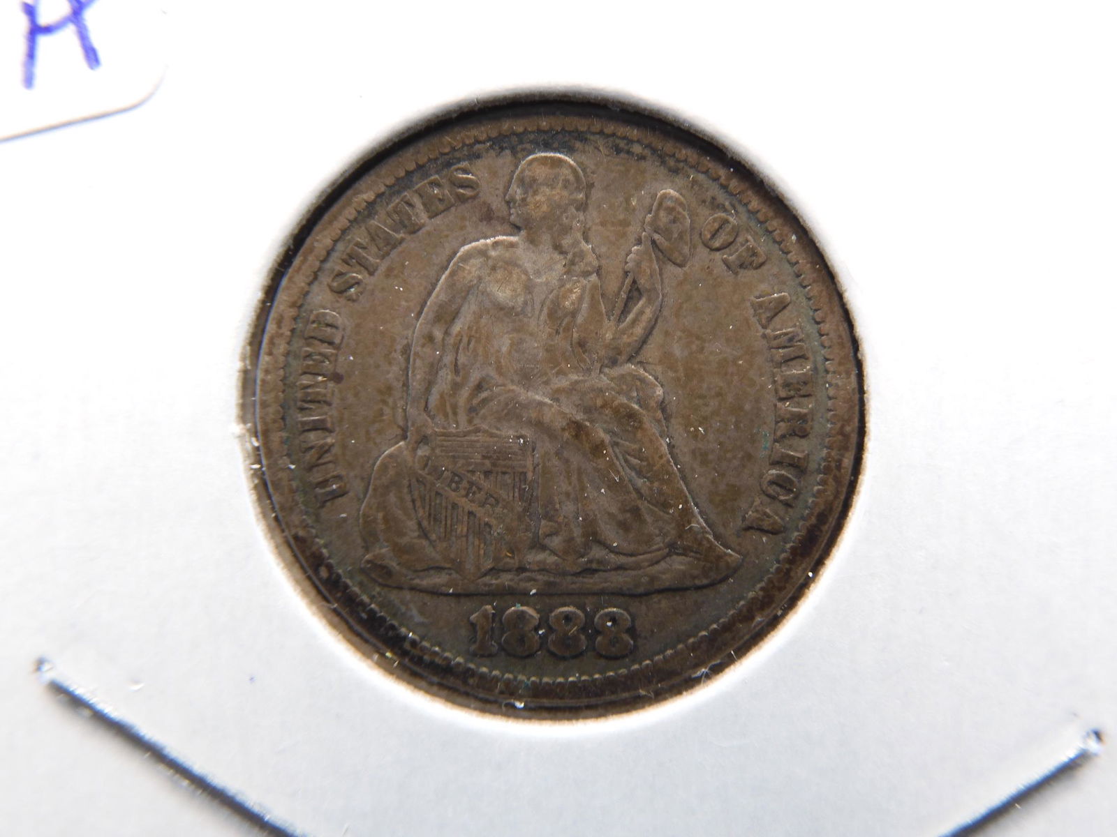 1888 Seated Dime.  Nice original Very Fine (1 of 3)