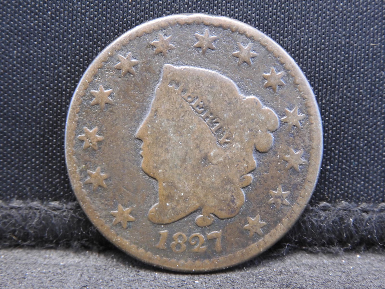 1827 Large Cent.  Good. No corrosion. (1 of 2)