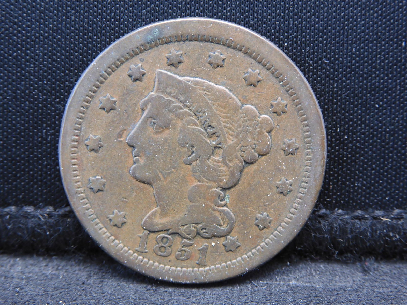 1851 Large Cent.  VF. No corrosion. (1 of 2)