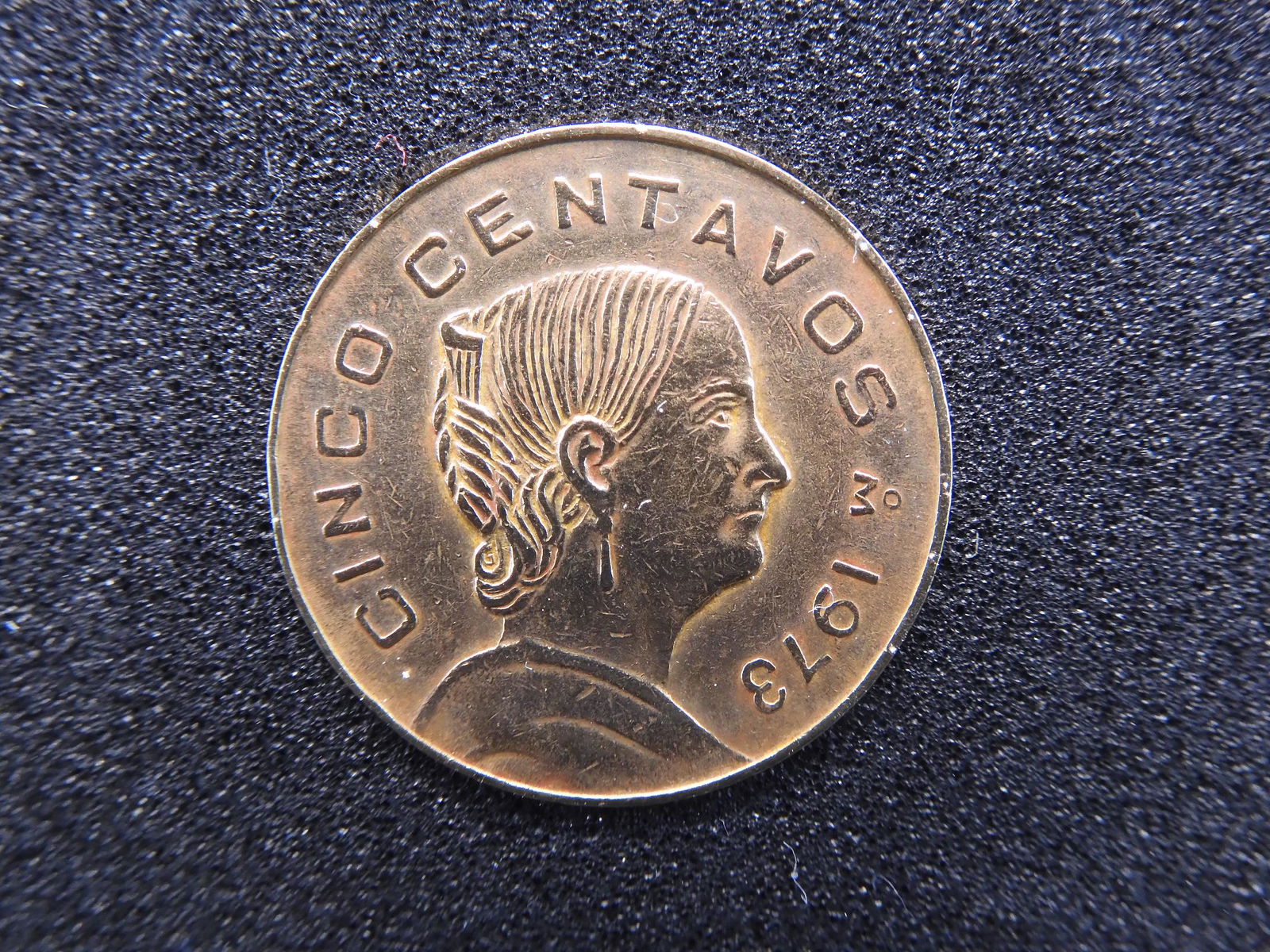 1973 Mexico 5 Cents, UNC. Brass Coin, Less Than 600,000 (1 of 4)