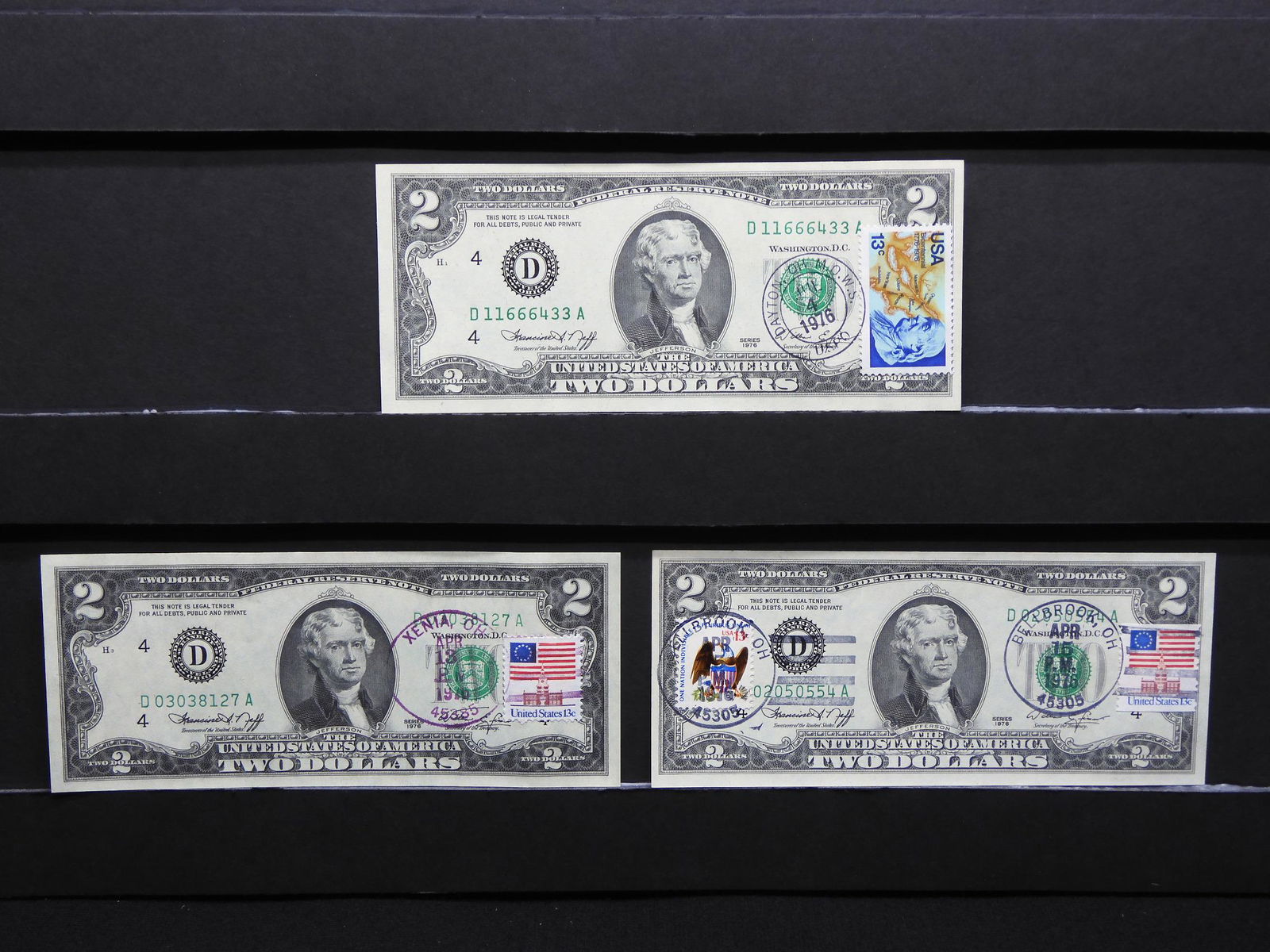 (3) Crisp Uncirculated 1976 $2 Notes from the Dayton (1 of 10)