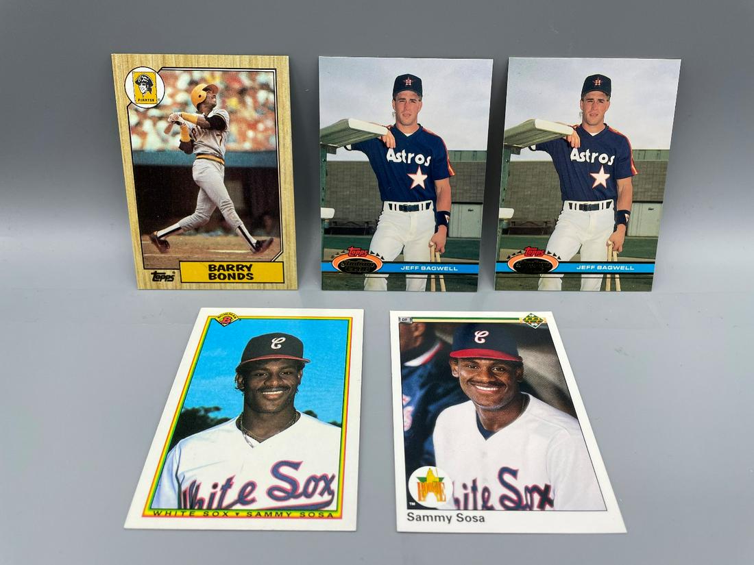 Lot of 5 Baseball Rookies - Barry Bonds, Jeff Bagwell, (1 of 2)