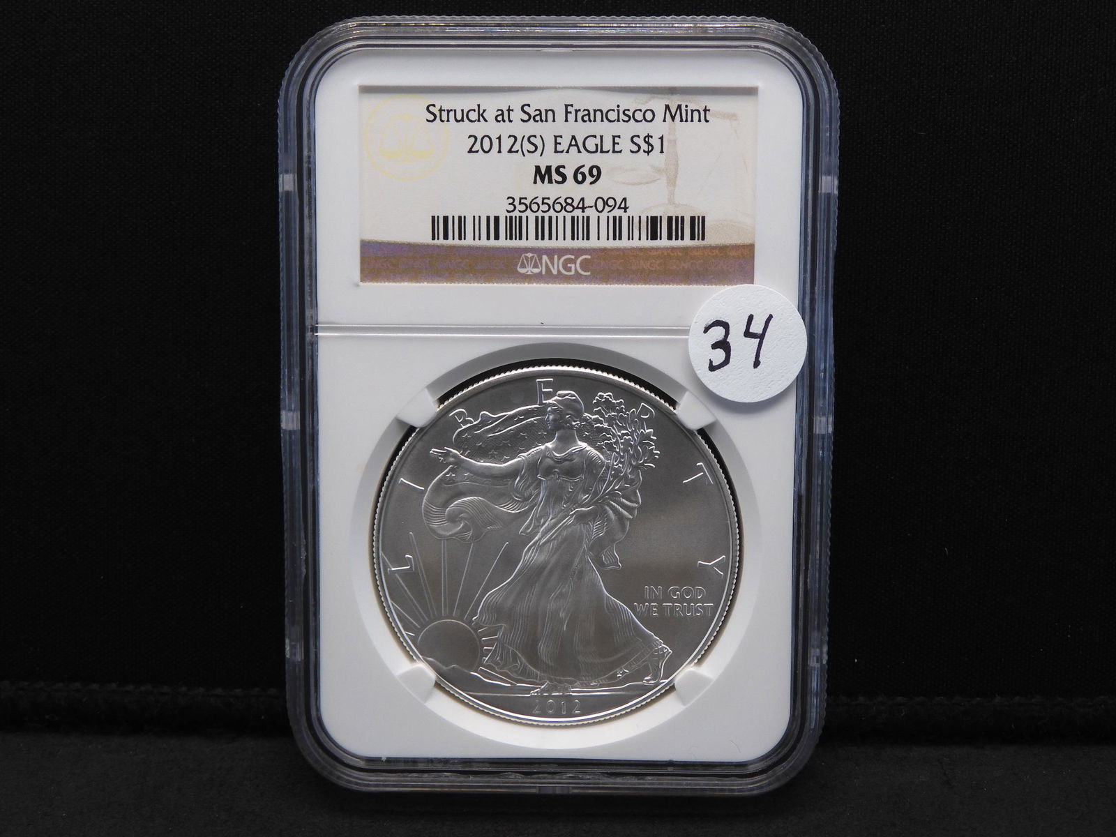 2012-S NGC MS69 American Silver Eagle - Struck at San (1 of 4)