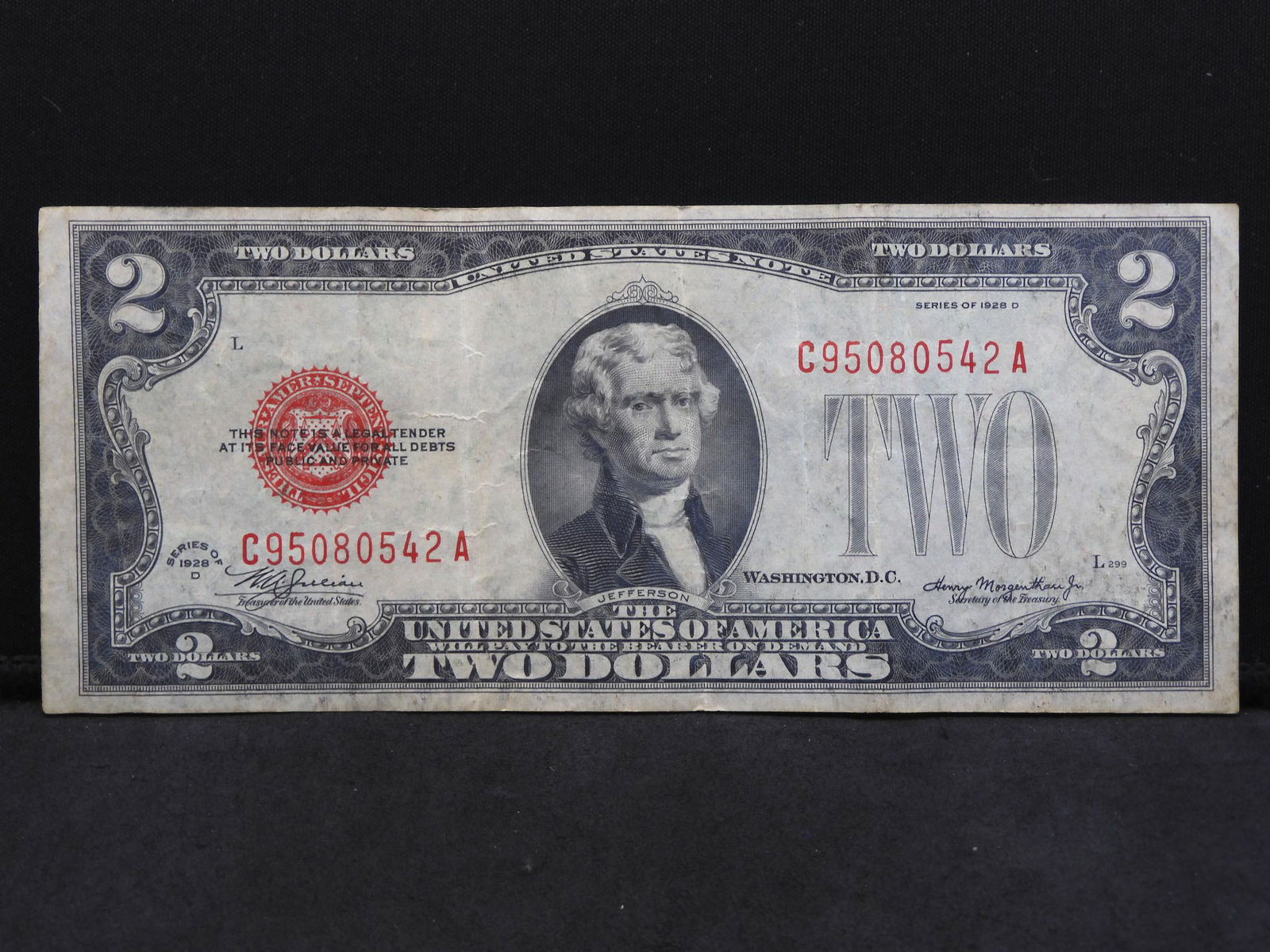 Series 1928-D U.S. $2.00 Red Seal Note (1 of 3)